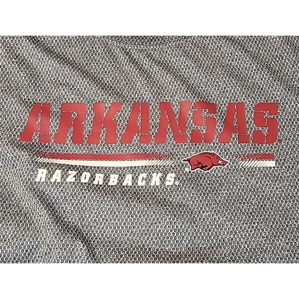 Russell Athletic Arkansas Razorbacks Mens 2XL Grey Textured Performance T-Shirt - Picture 2 of 6